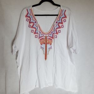 WW Embroidered White Top, Size 3X